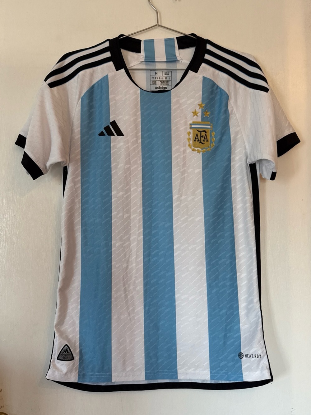 Adidas Argentina Jersey World Cup 2022 Home Soccer Shirt Slim Blue/White Men Med